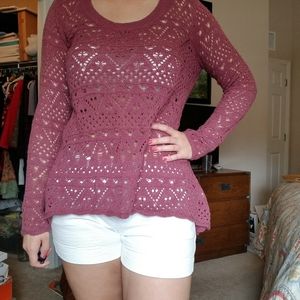 Knit Breathable Geometric Light Weight Sweater